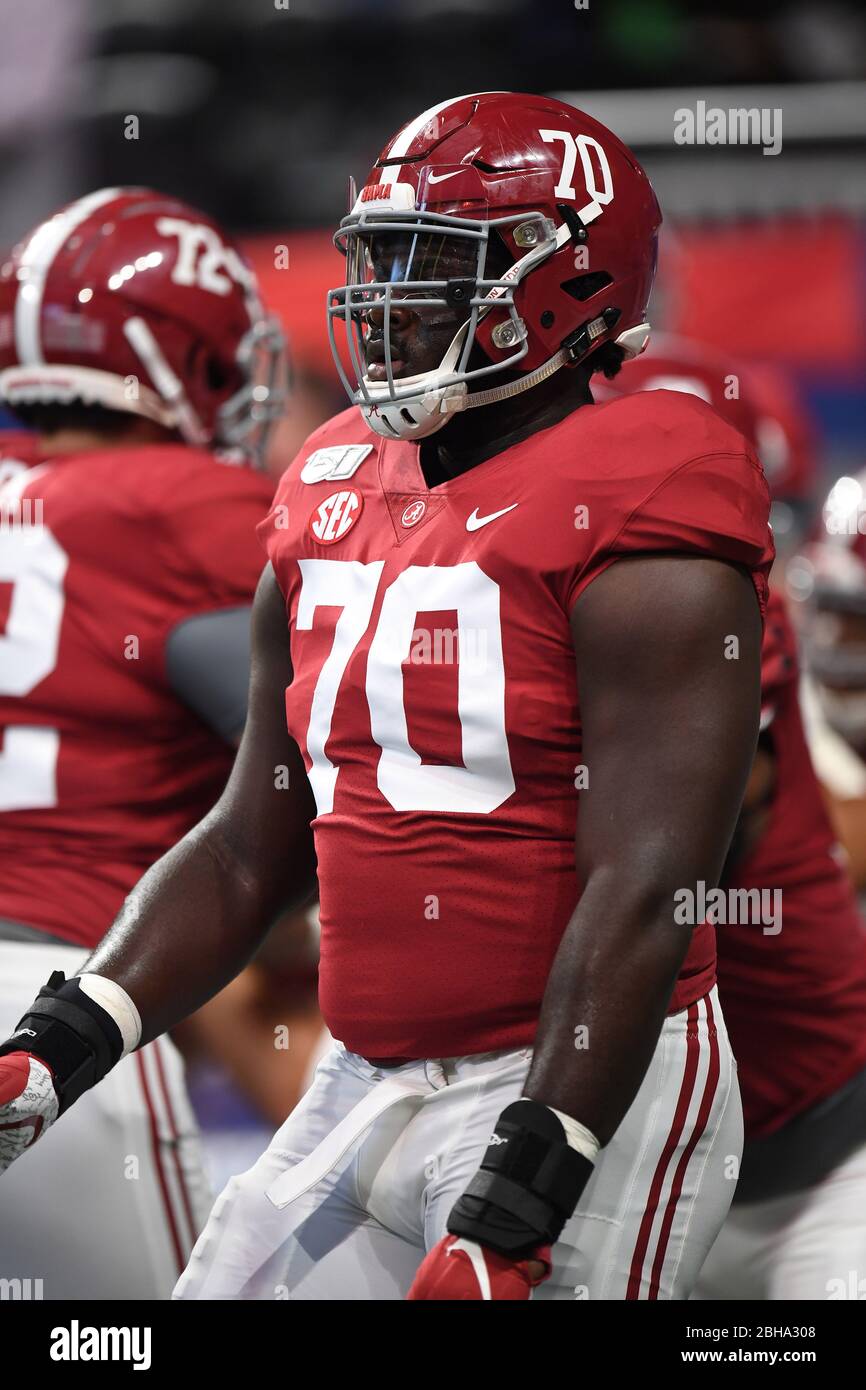 August 31, 2019: Alabama's Alex Leatherwood (70) in action during