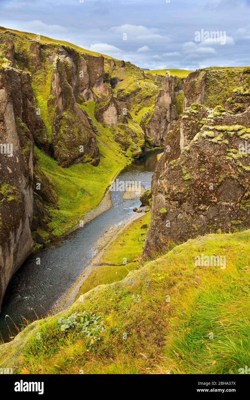 Fjadrargljufur, Canyon, Schlucht, Tal, Fluss, Klippen, Island, Europa Stock Photo