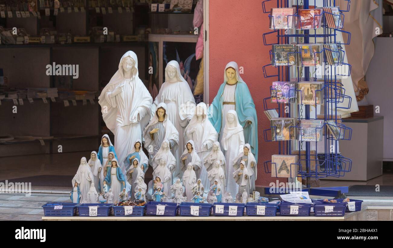 Medjugorje statues of our lady of medjugorje in souvenir shop hires