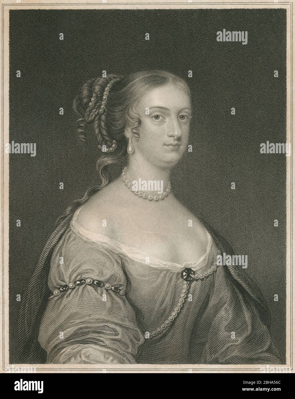 Antique 1836 engraving, Rachel Russell, Lady Russell. Rachel, Lady Russell (c1636-1723) was an English noblewoman, heiress, and author. SOURCE: ORIGINAL ENGRAVING Stock Photo