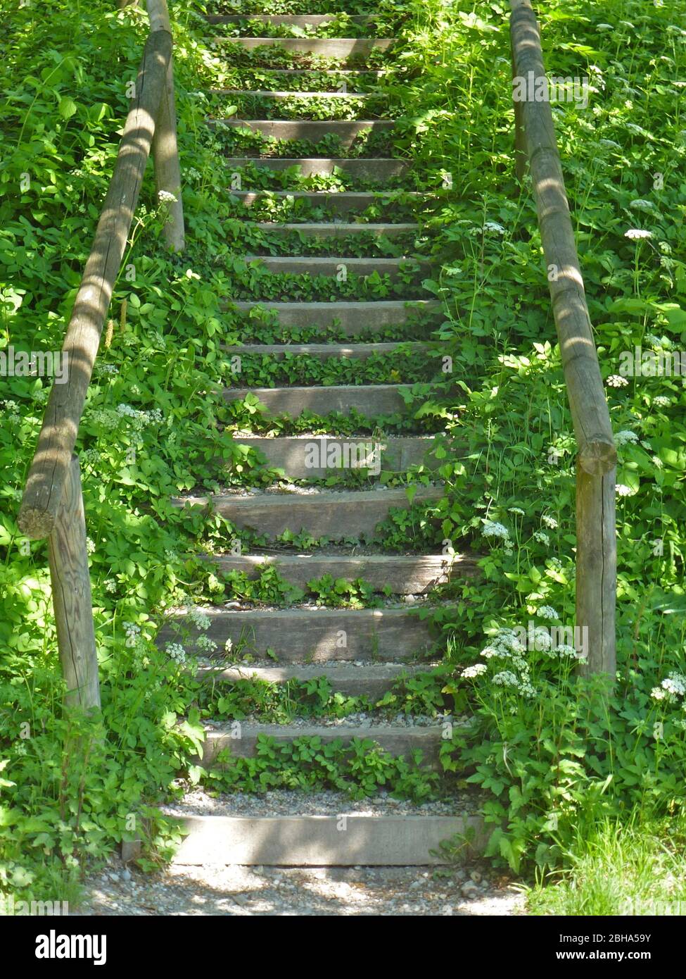 Germany, Upper Bavaria, Andechs, stairs to the monastery church Stock Photo