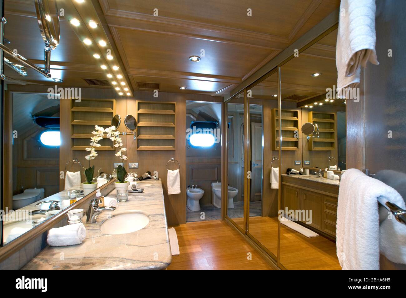 Luxury yacht shower room and wc Stock Photo Alamy