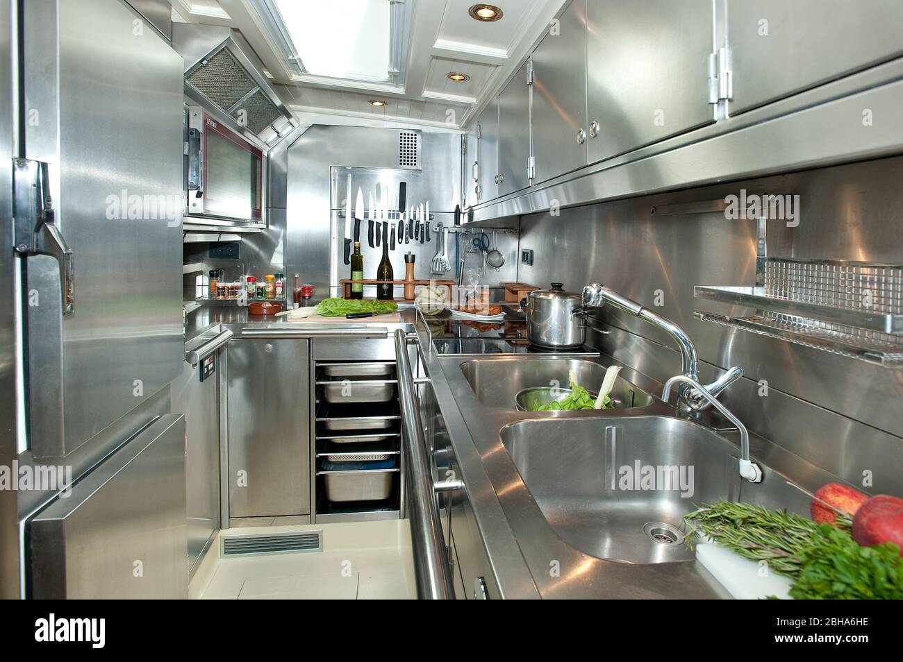 Luxury yacht galley kitchen Stock Photo - Alamy