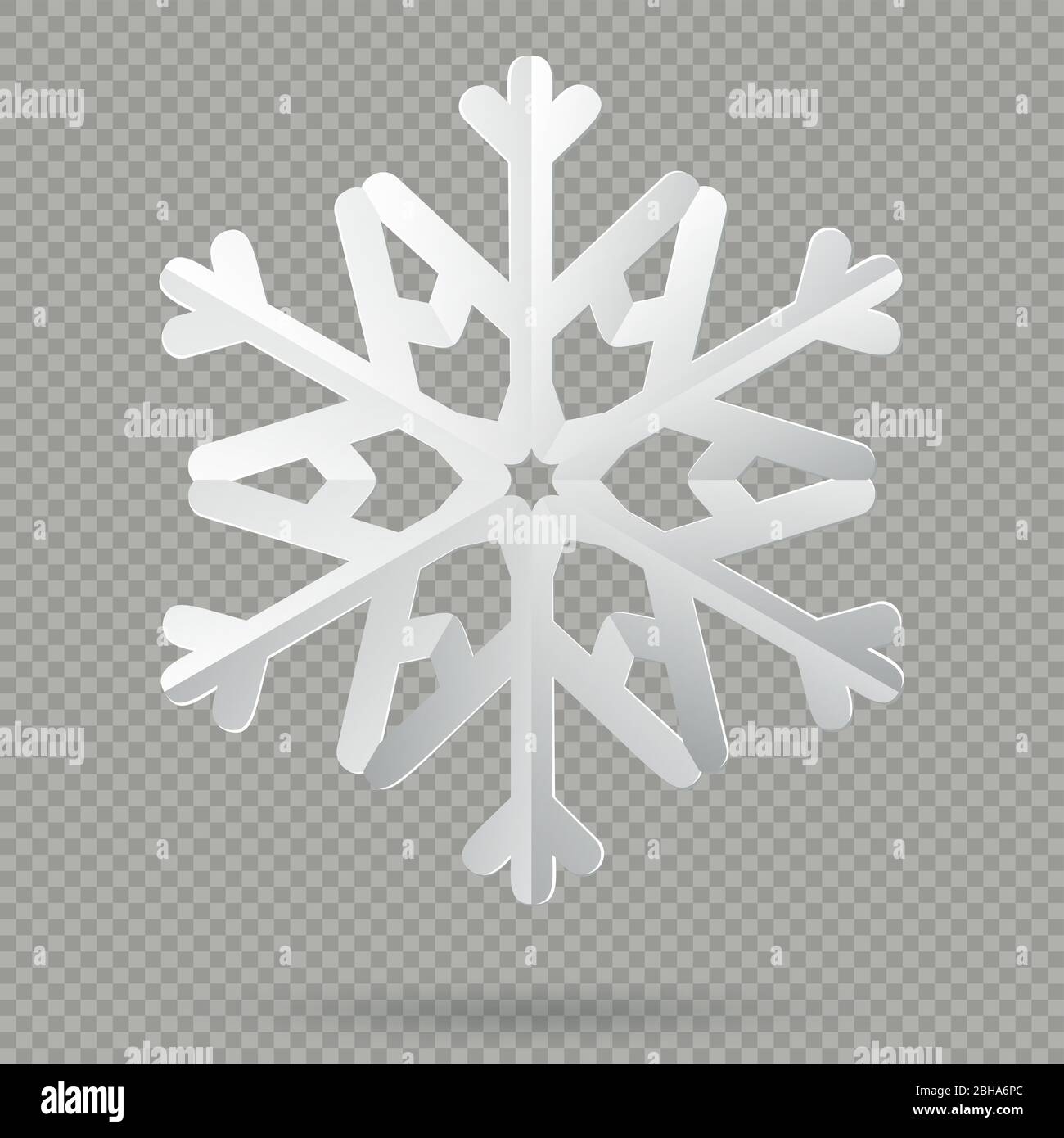 White realistic folded paper Christmas snowflake with shadow isolated ...