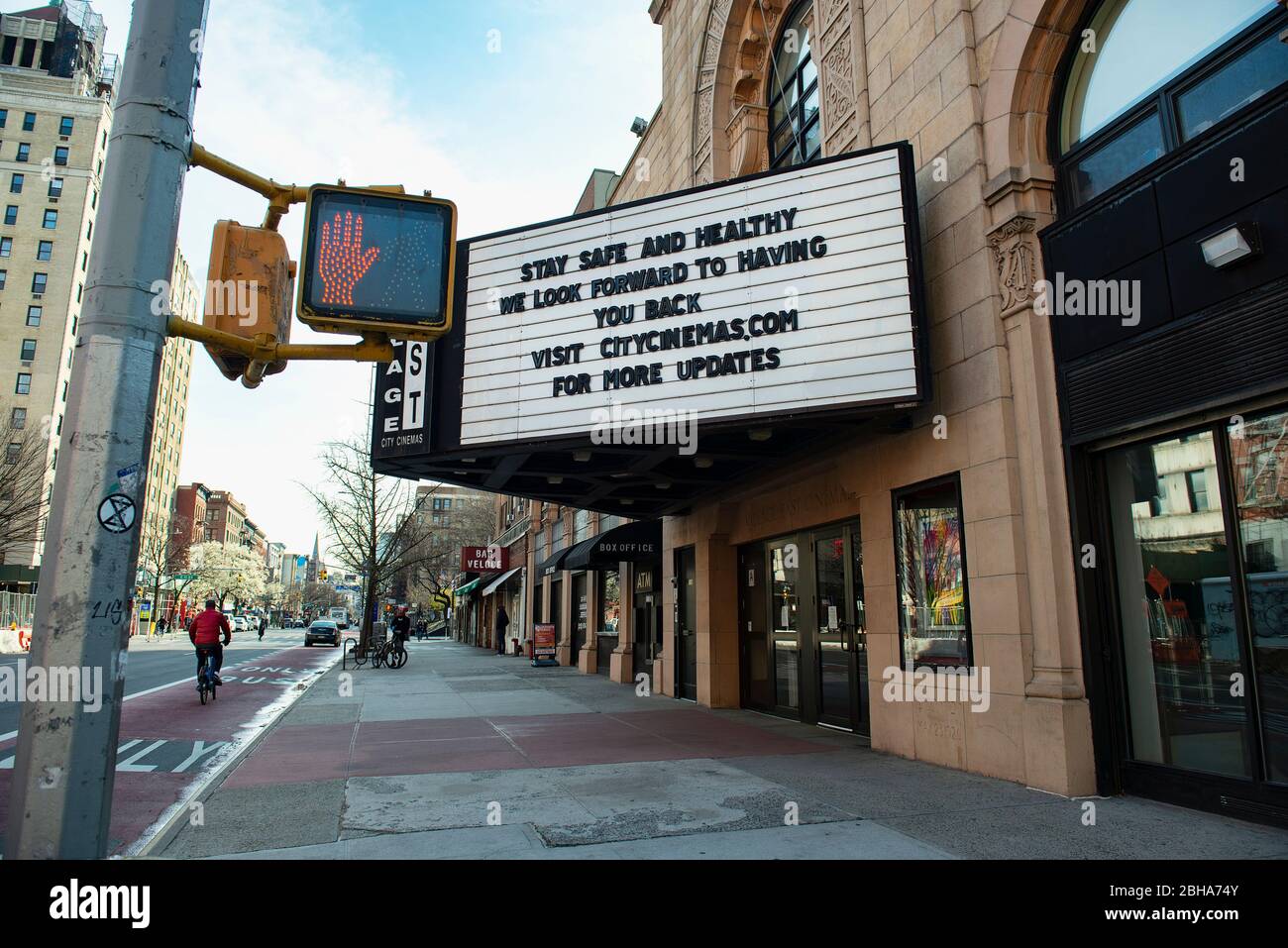 Village East Cinemas closed due to the COVID-19 pandemic in New York City in March 2020. Stock Photo