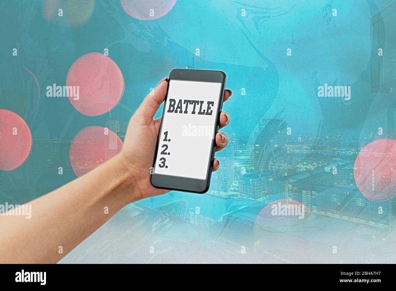 Conceptual hand writing showing Battle. Concept meaning violent fight