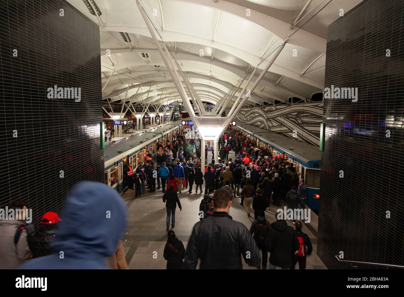 05032016 Munich / Germany Train Station go away fans from Allianz Arena, home stadium of