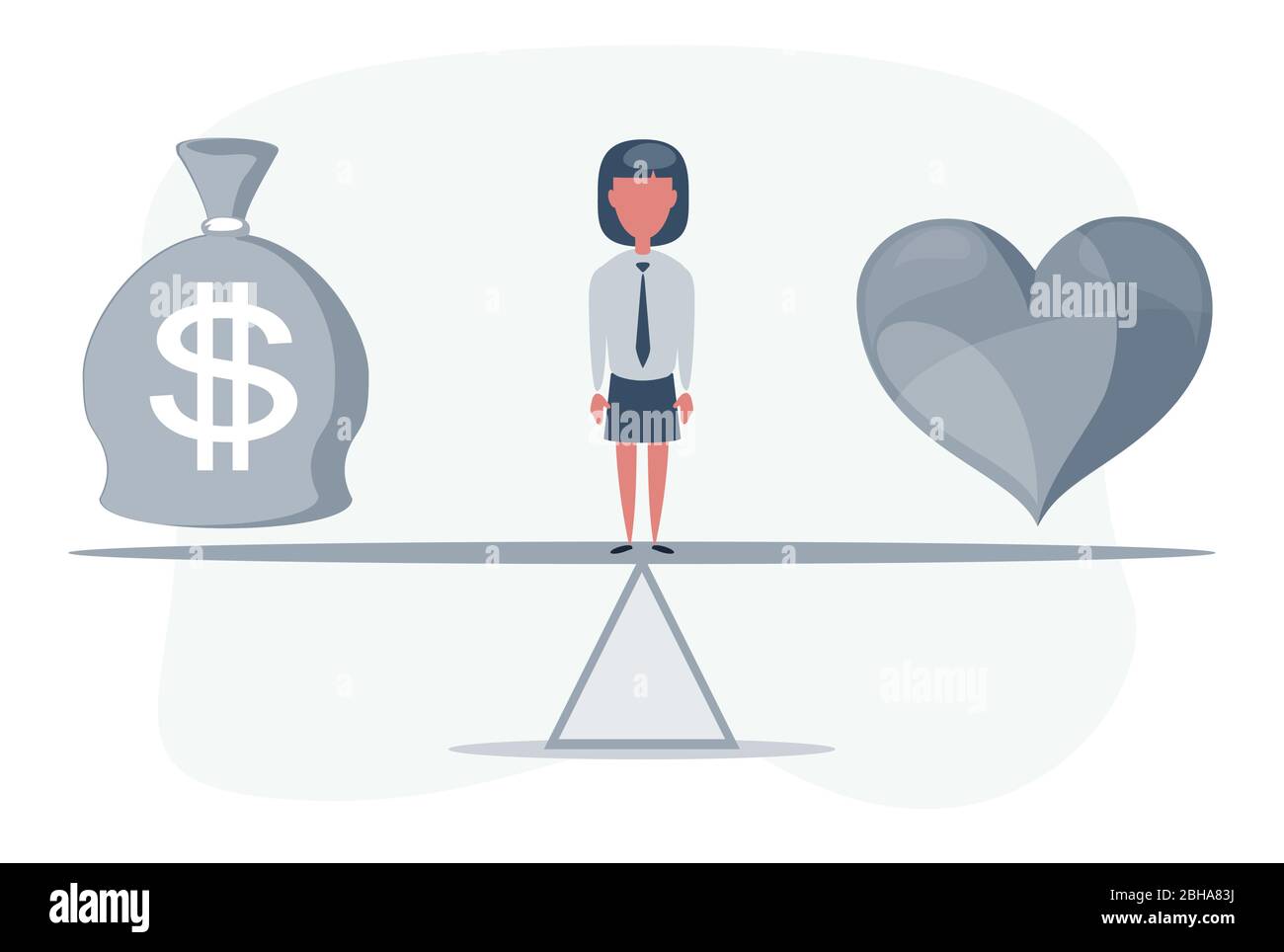 Work and Life balance concept. Woman standing on seesaw Stock Vector ...
