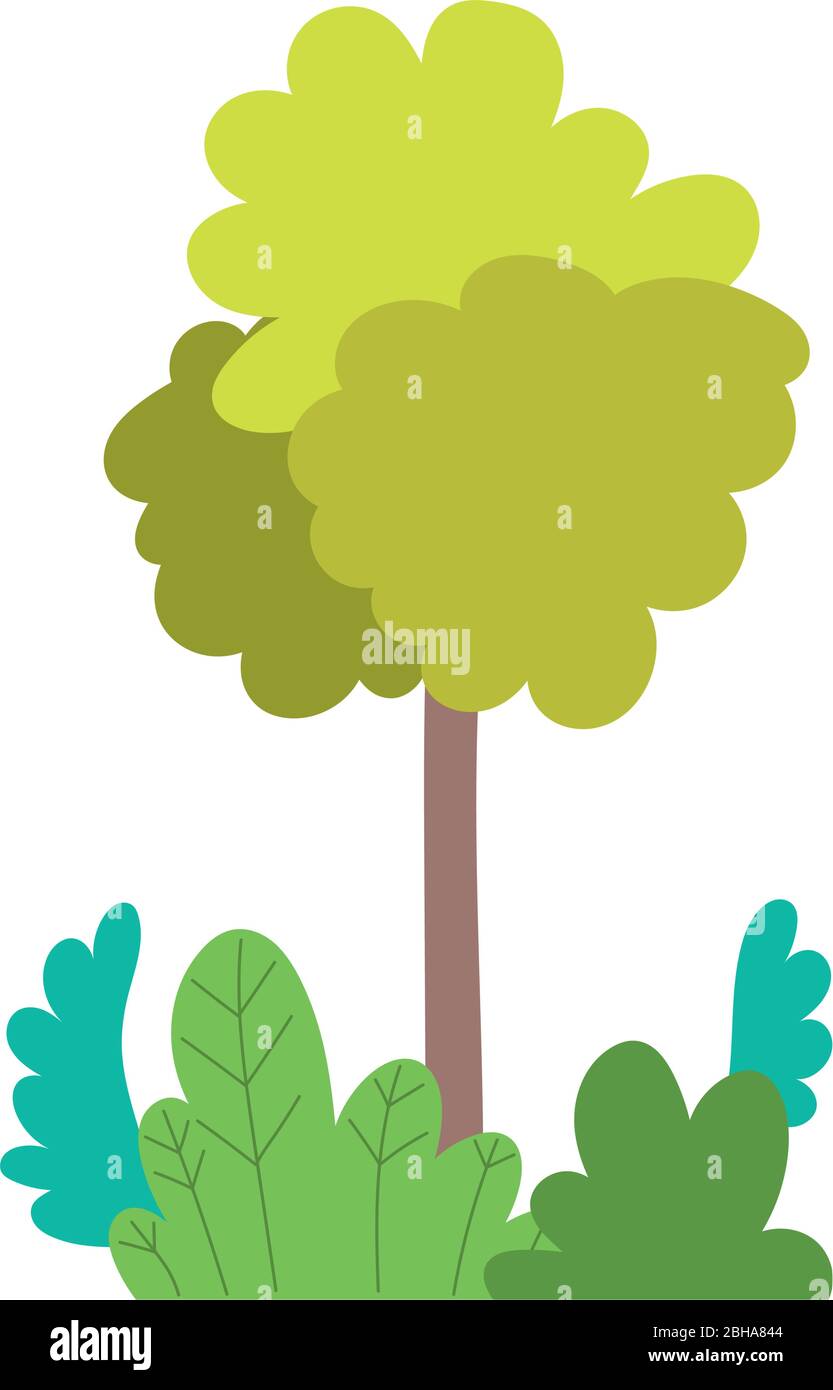 tree bushes foliage nature isolated icon white background vector ...