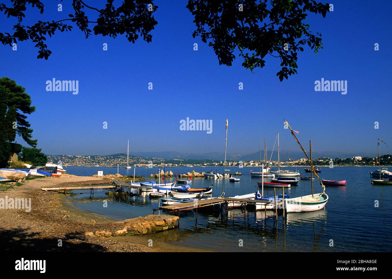 Mediterranean fishing boats to small Olivette port Antibes Juan les