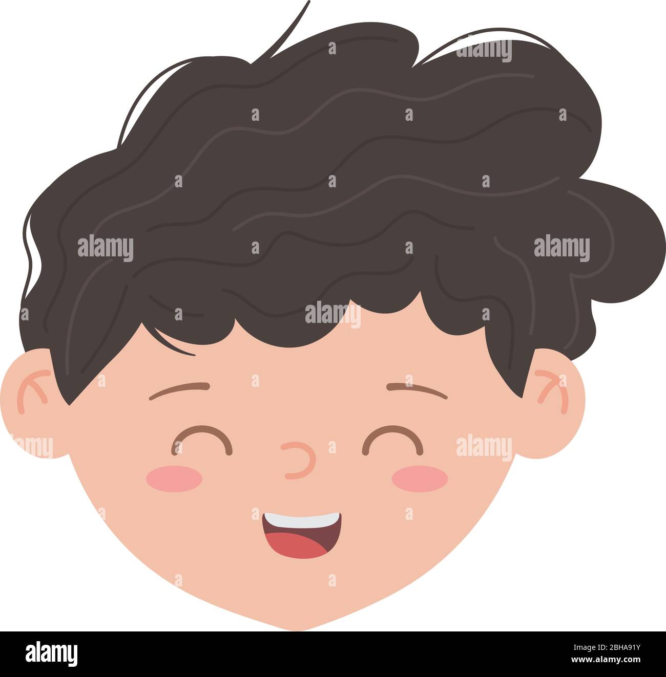 young boy face character isolated icon white background vector ...