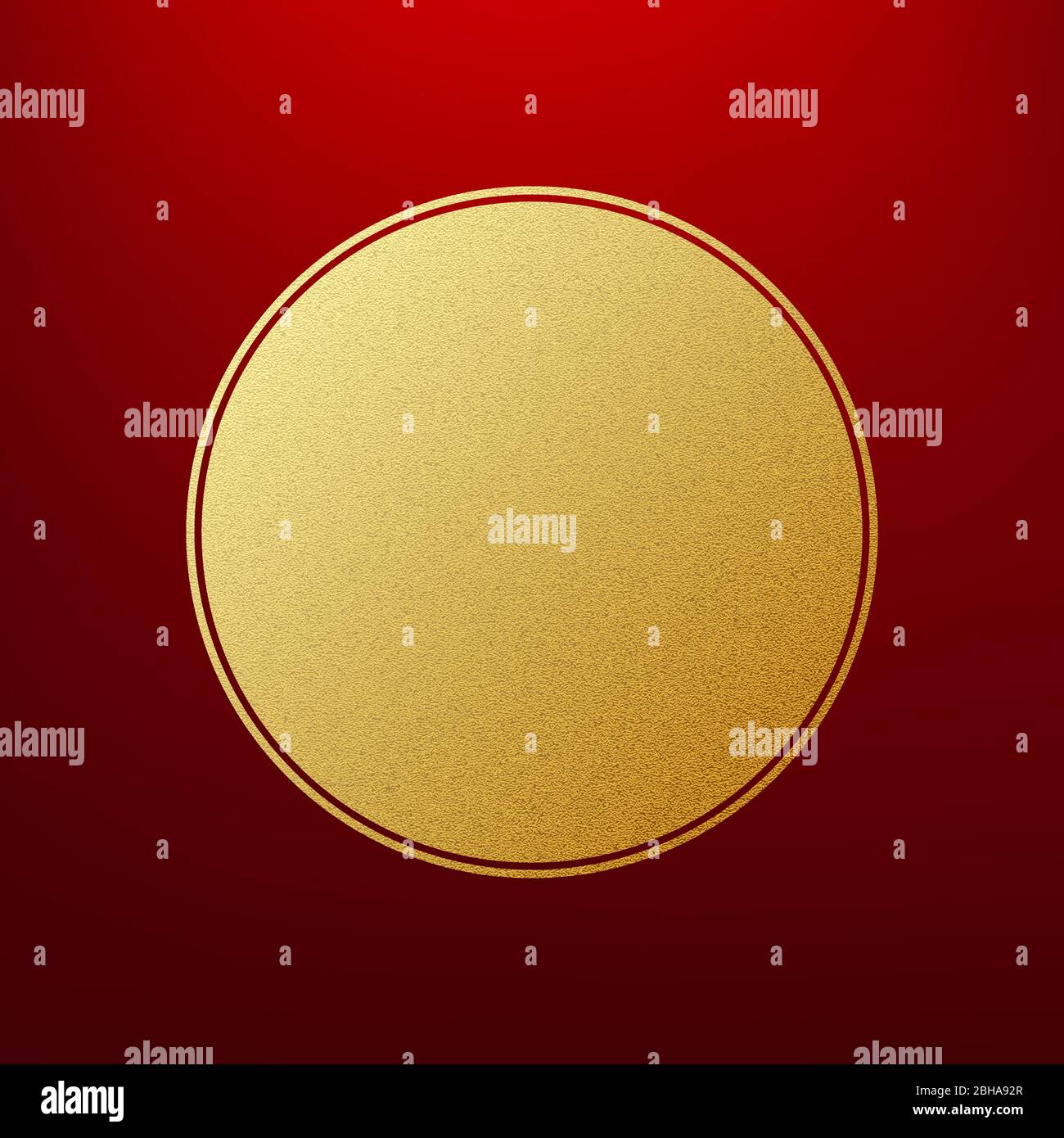 Holiday gold round frame on red background template. EPS 10 Stock Vector