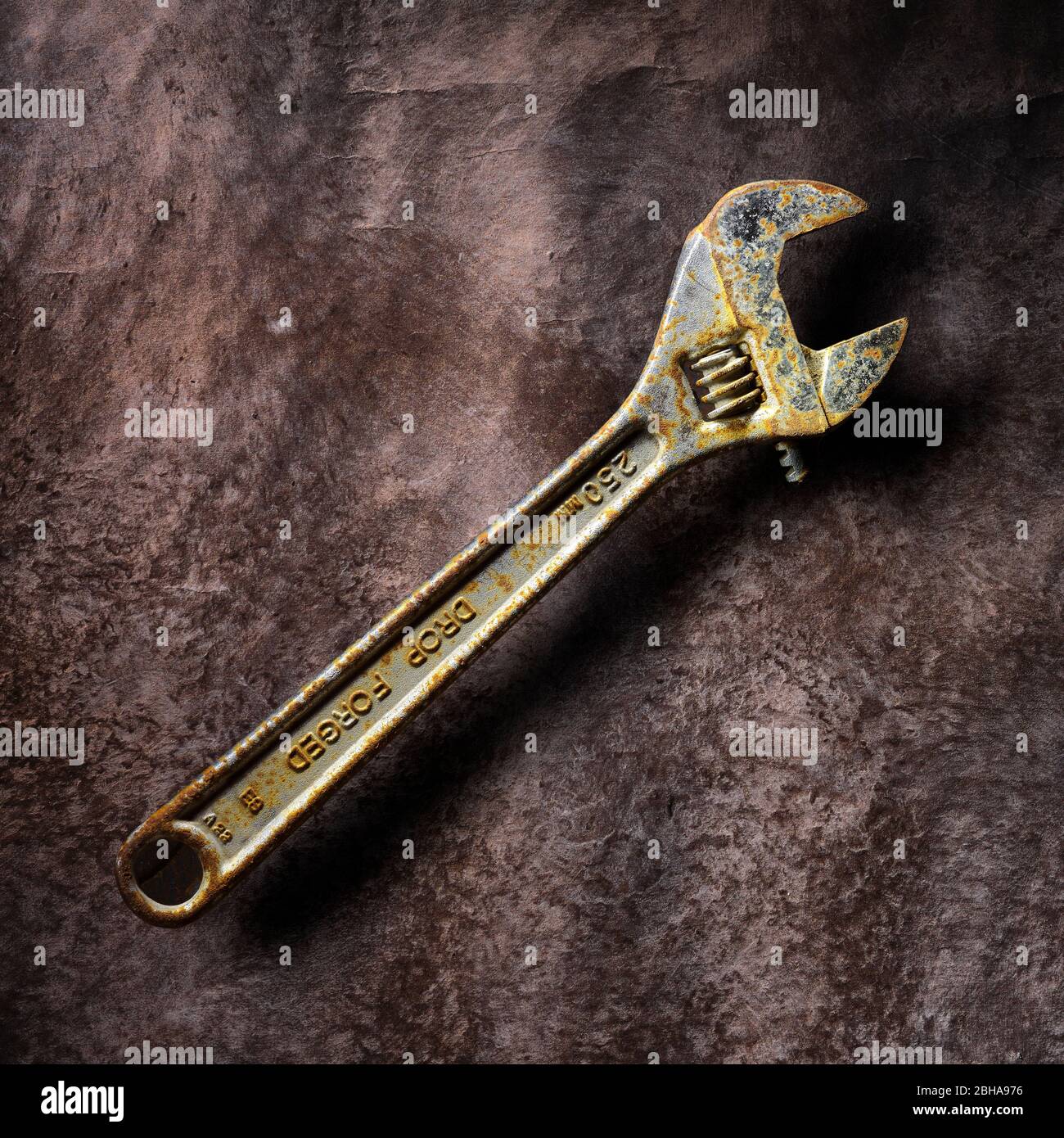 Rusty crescent wrench Stock Photo
