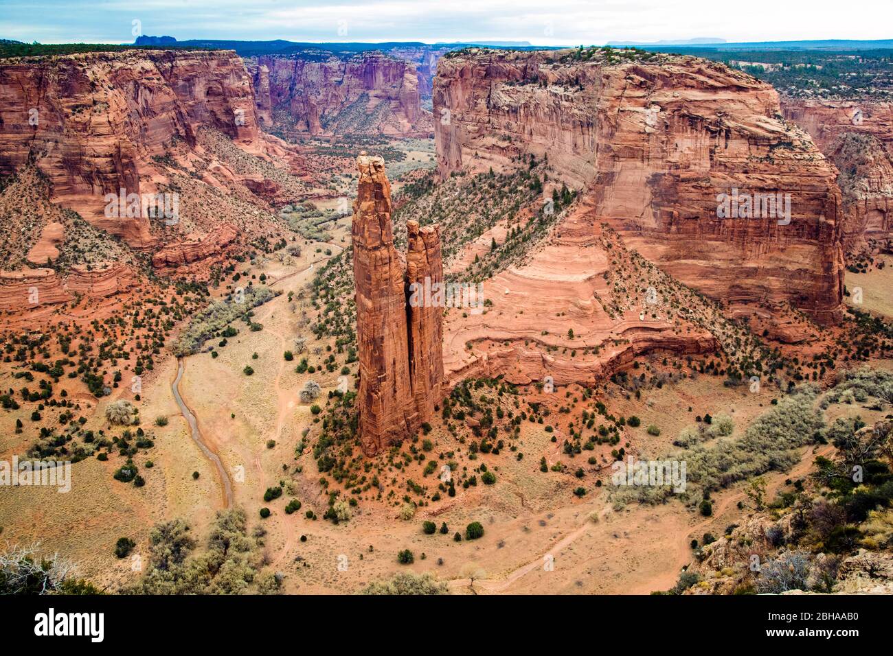 Aerial view of Spider Rock Canyon de Chelly National Monument, Utah, USA Stock Photo