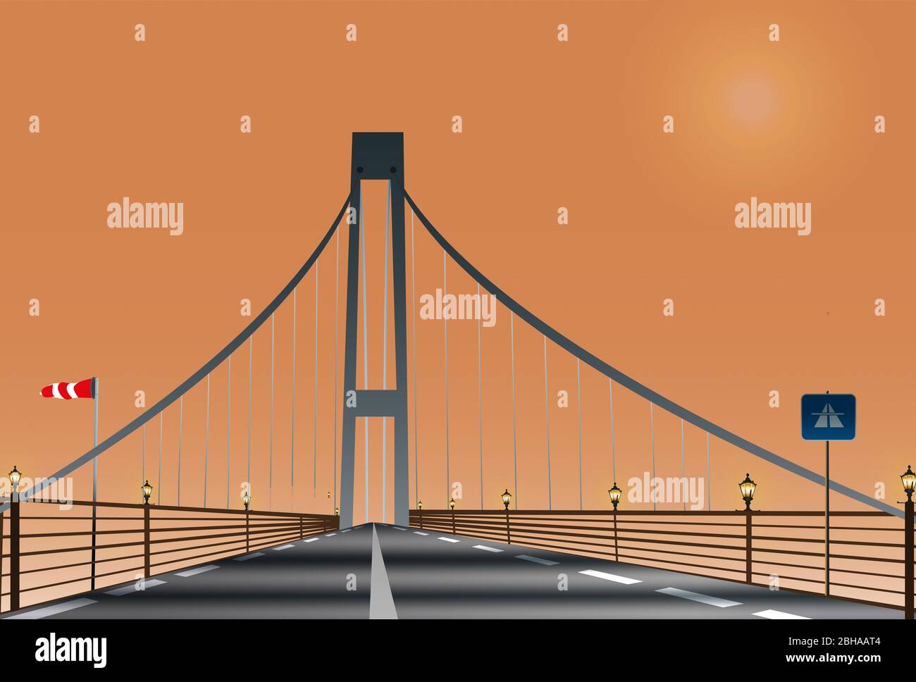 Suspension bridge, illustration Stock Photo - Alamy