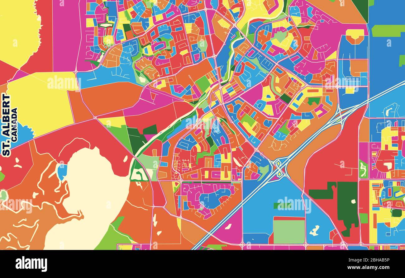 Map Of St Albert Alberta Colorful Vector Map Of St. Albert, Alberta, Canada. Art Map Template For  Selfprinting Wall Art In Landscape Format Stock Vector Image & Art - Alamy