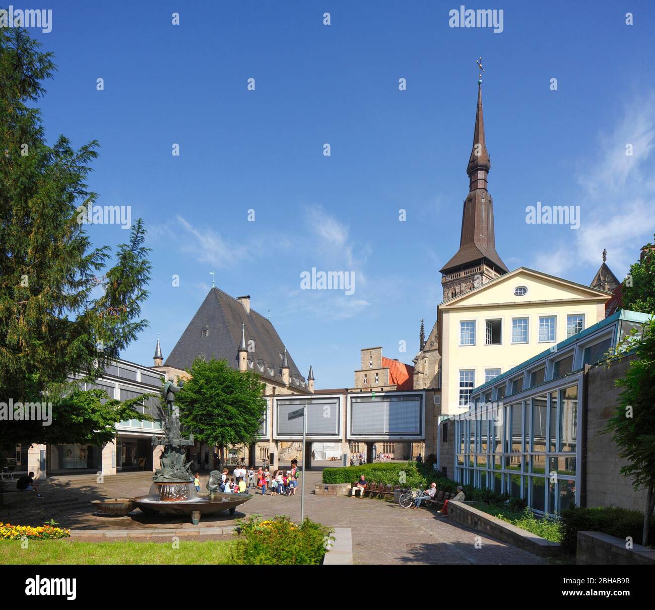 Place of the Westphalian peace with city hall and Marienkirche, Osnabrück, Lower Saxony, Osnabrück, Germany, Europe Stock Photo