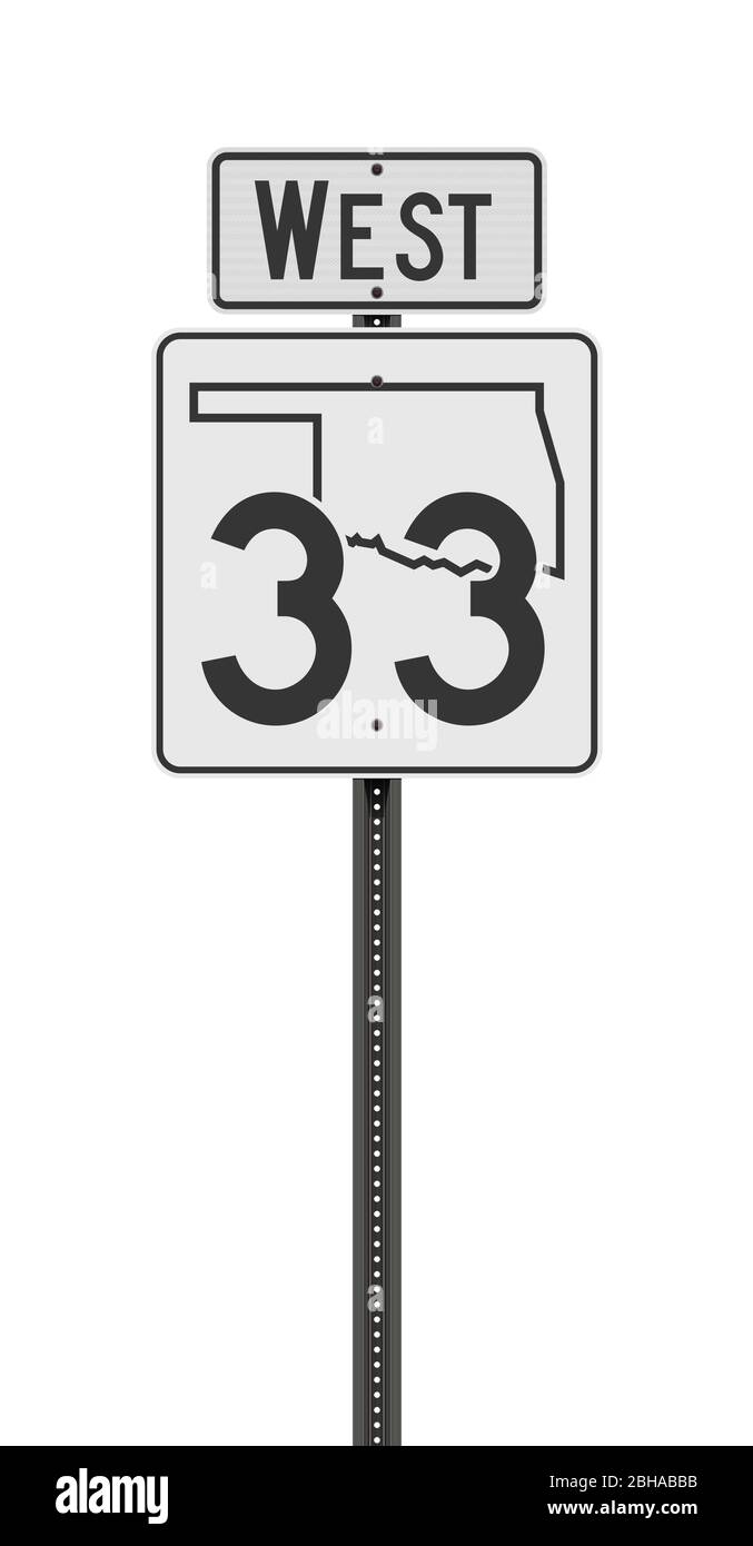 Vector illustration of the Oklahoma State Highway road sign on metallic post Stock Vector
