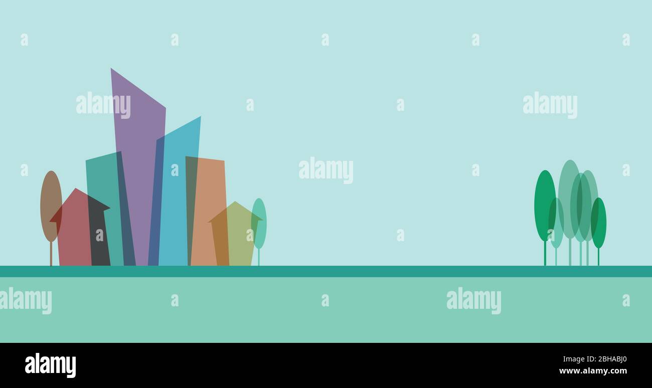 Vector city and park. Flat design background and banner Stock Vector ...