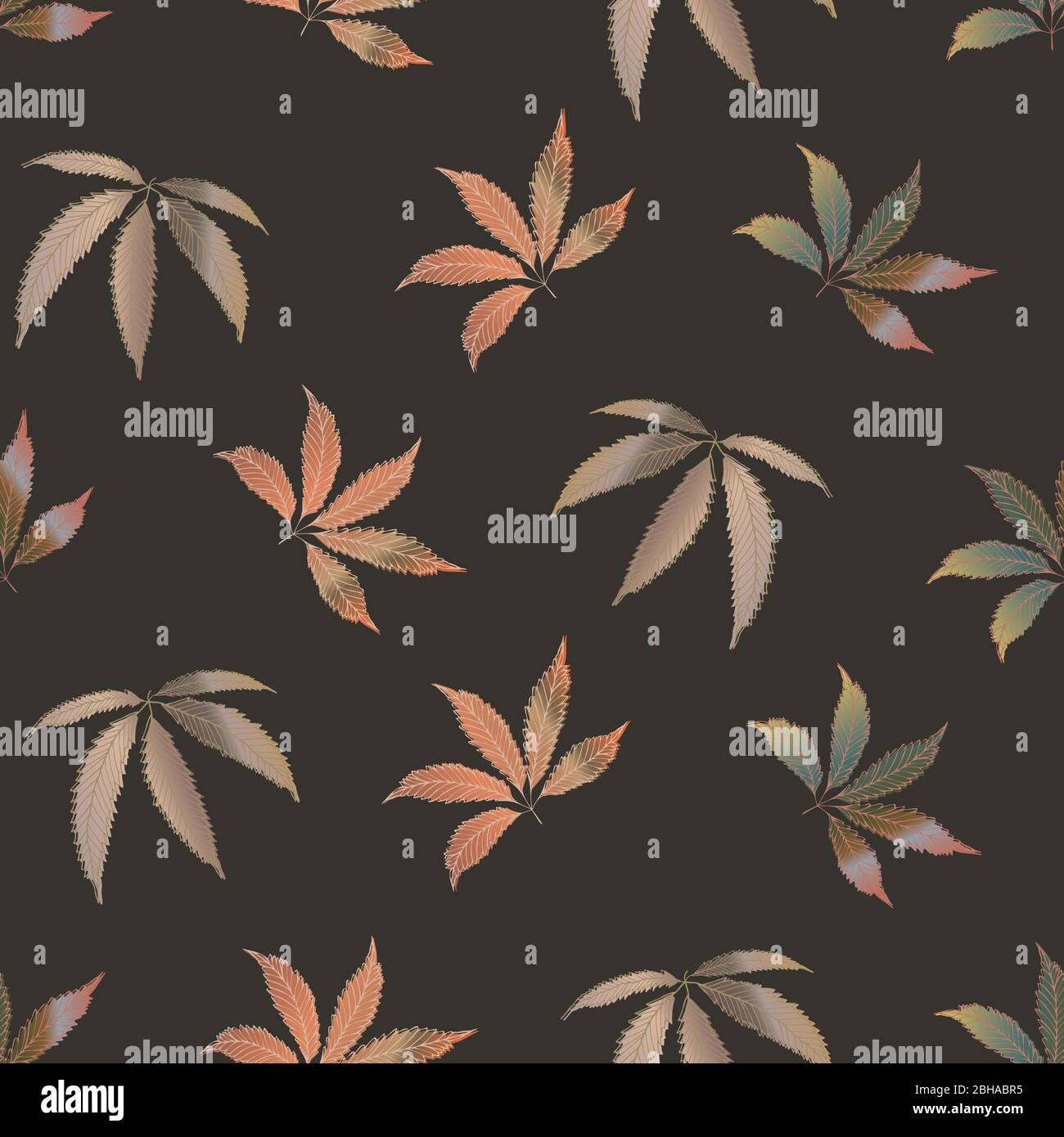 Vector cannabis leaves seamless pattern background. Hand drawn ...