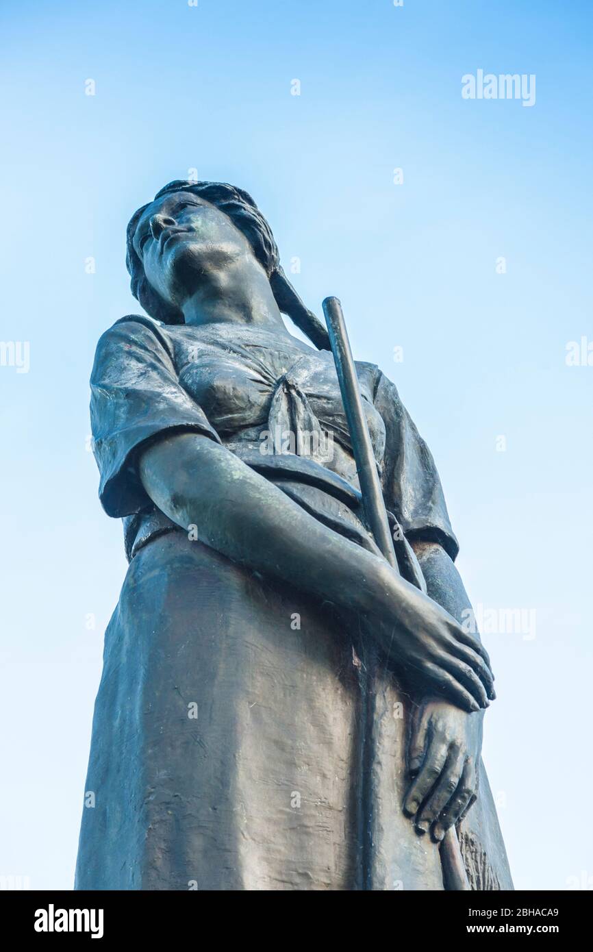 Canada, Nova Scotia, Annapolis Valley, Grand Pre, Grand Pre National Historic Site, site of the deportation of Canada's early French-Acadians by the English, statue of Evangeline Stock Photo