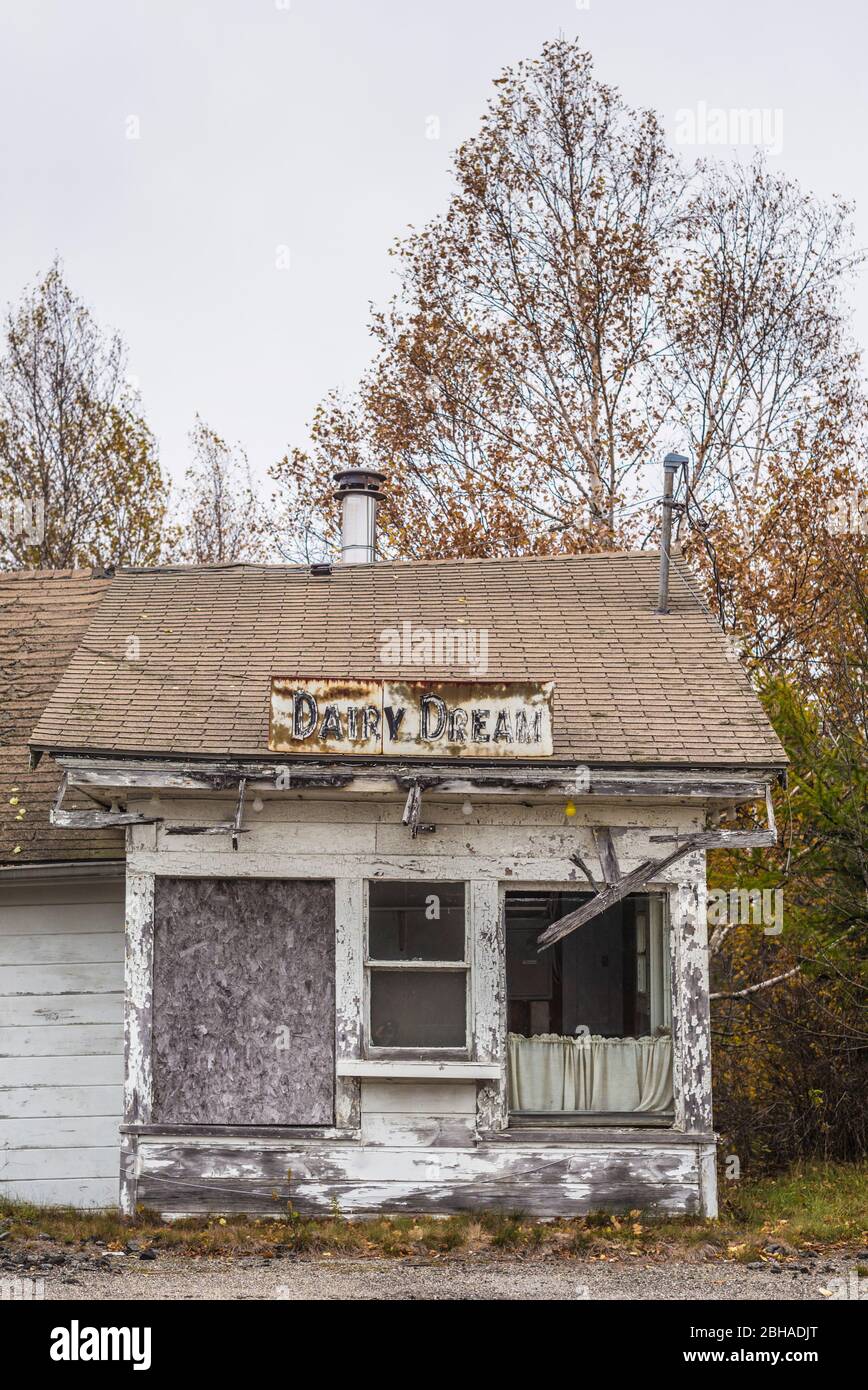 USA, Maine, Jonesboro, ruins of the Dairy Dream roadside ice cream shop Stock Photo Alamy