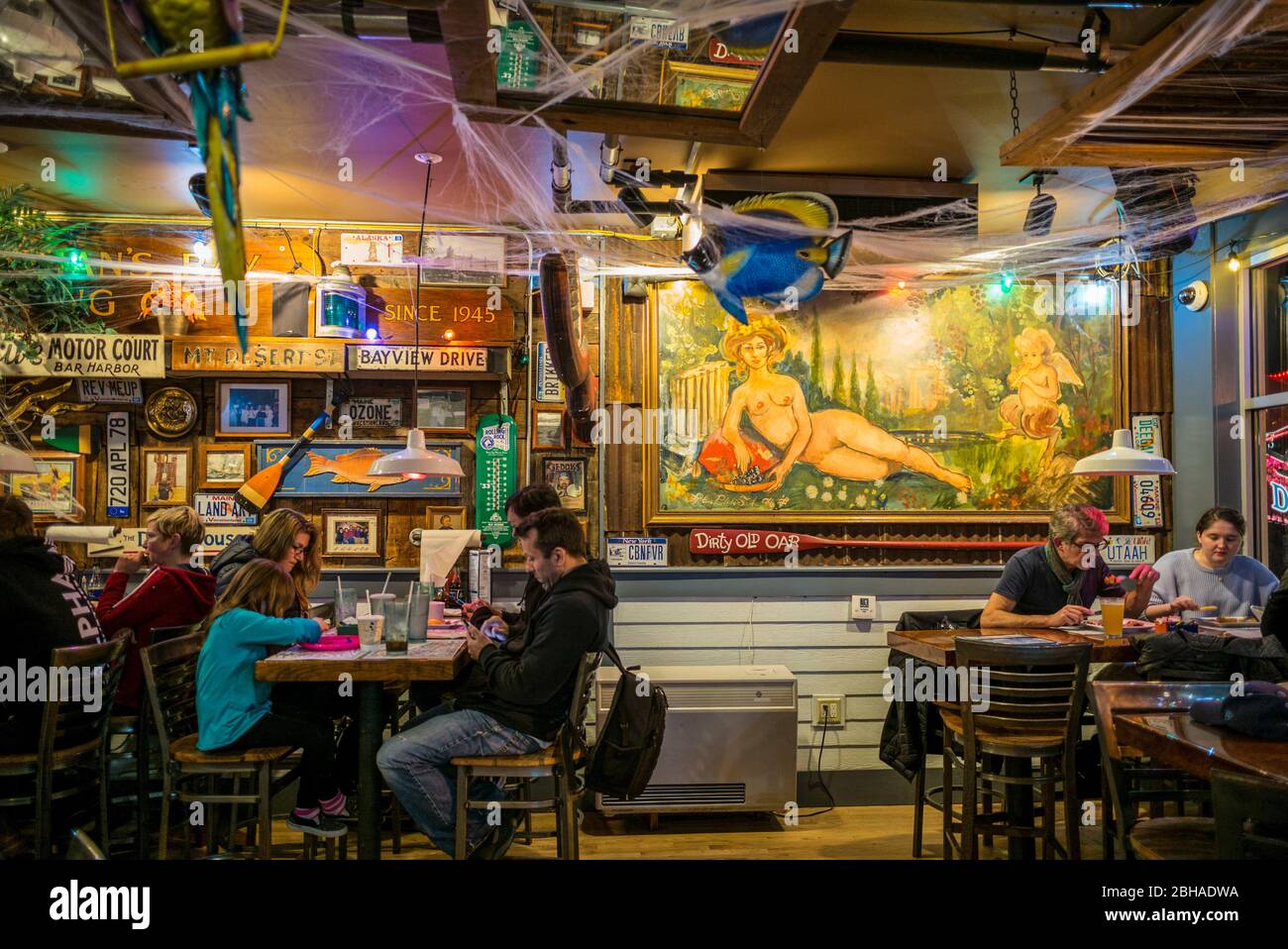 USA, Maine, Mt. Desert Island, Bar Harbor, interior of Geddy's