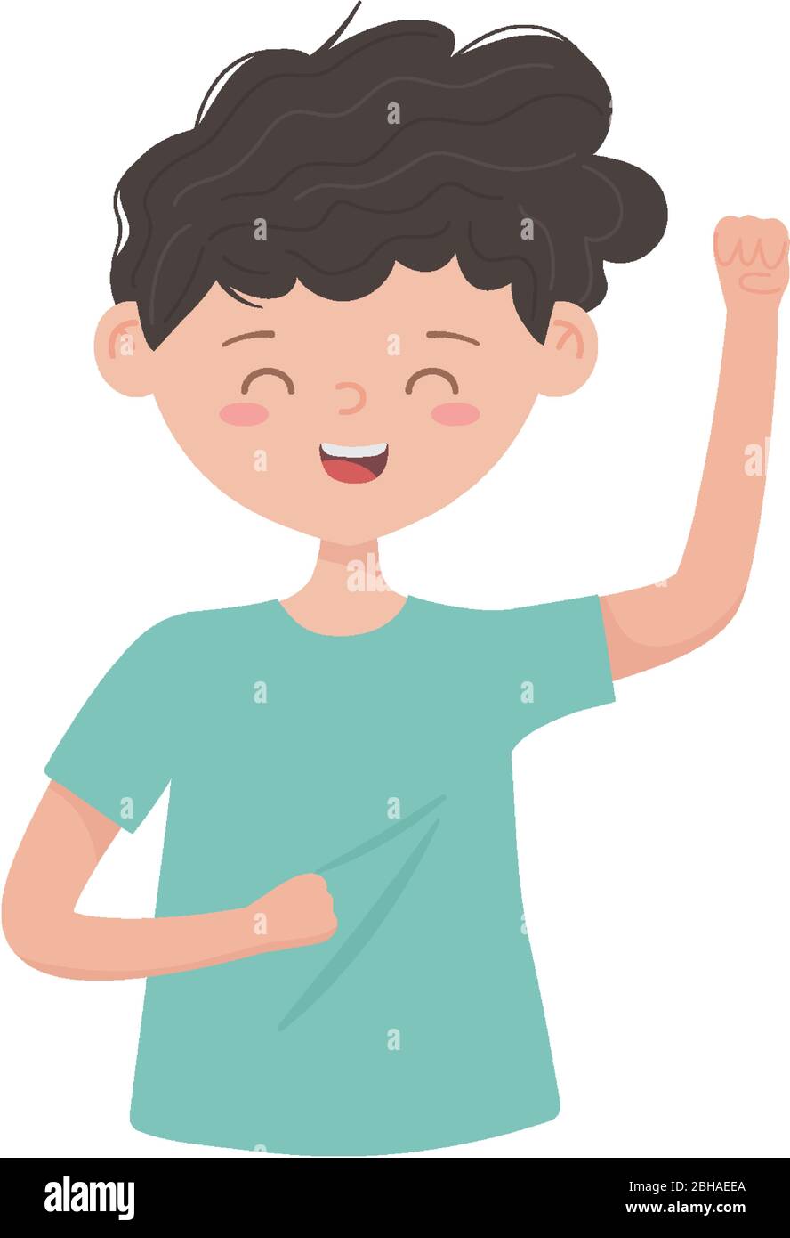 young man waving hand character isolated icon white background vector ...