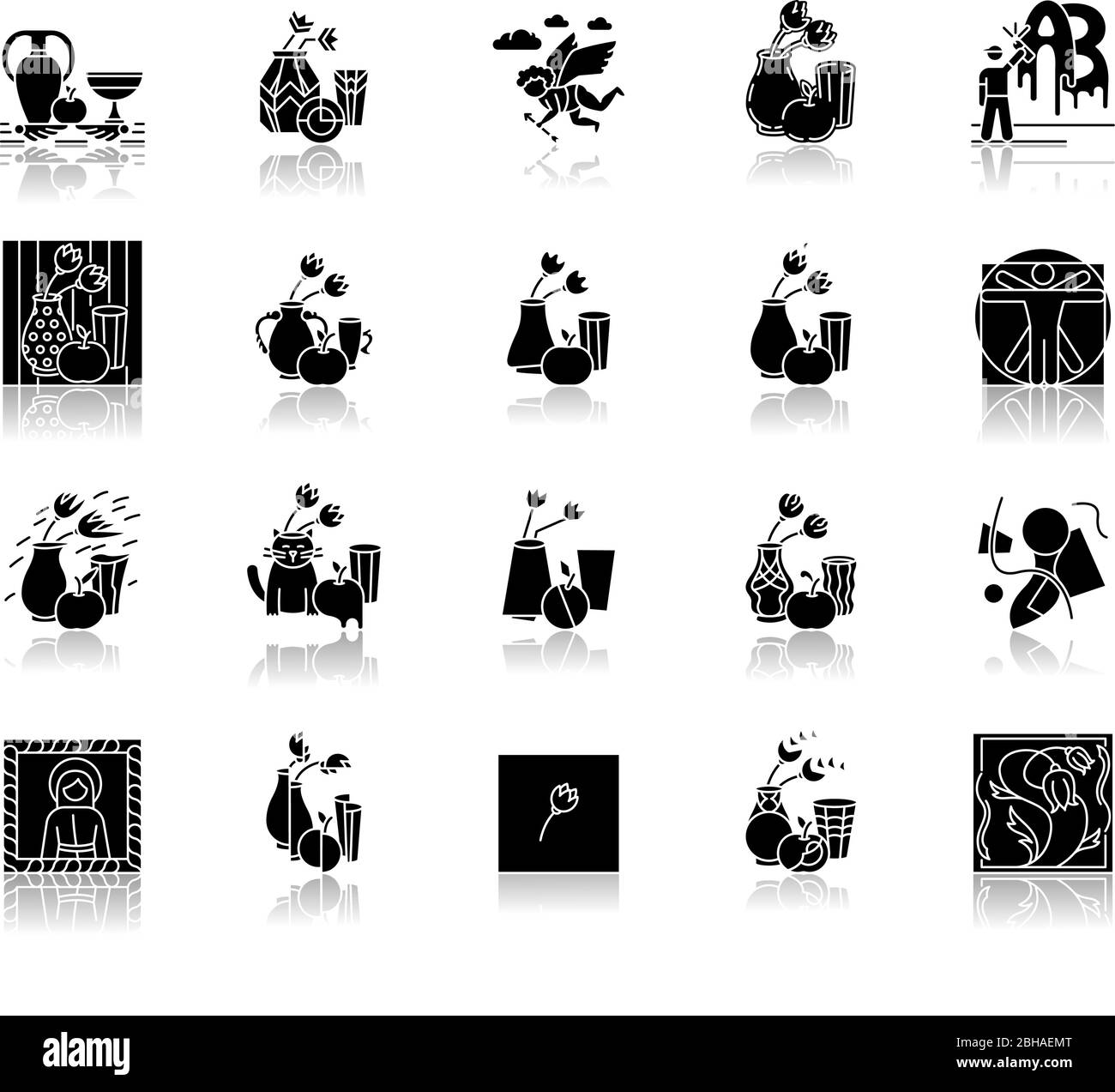 Art movements drop shadow black glyph icons set Stock Vector Image & Art Alamy