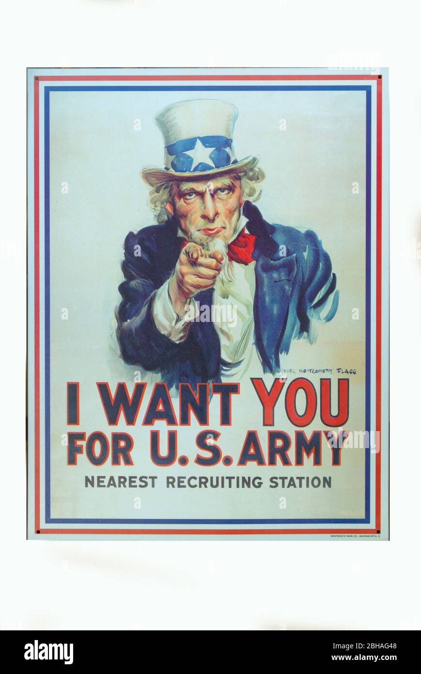 USA wartime poster during WWII Uncle Sam saying I Want You for U S Army recruitment image Stock Photo