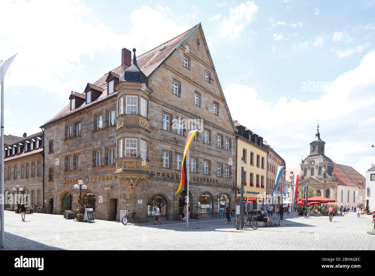 Mohrenapotheke in Maximilianstrasse, Bayreuth, Upper Franconia, Bavaria, Germany, Europe Stock Photo
