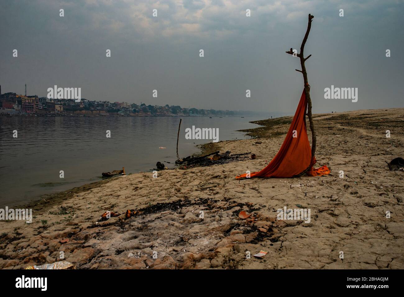 The Aghori live in front of the Manikarnika Ghat of Varanasi .They are among the last cannibals in existence. Stock Photo