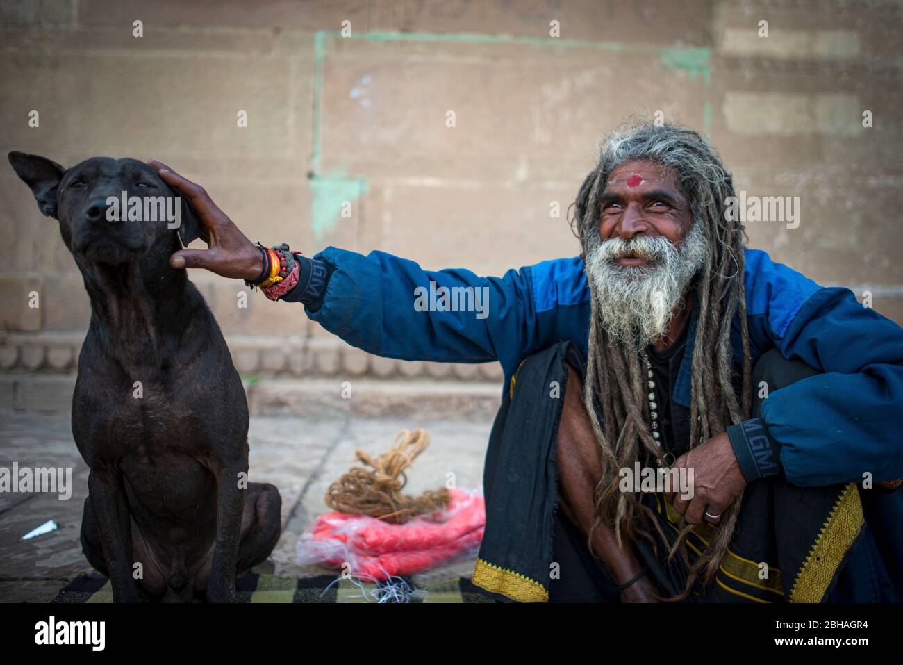 In varanasi ,the Aghori are one of the last cannibal tribes that also feed on human flesh that emerges from ganges. Stock Photo