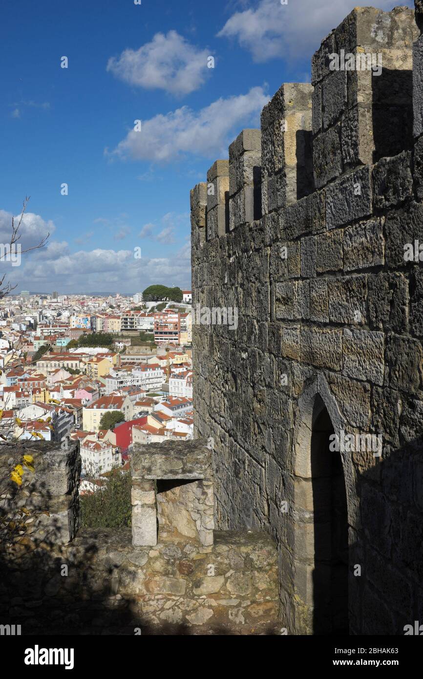 Castelo de Sao Jorge in the historic center of Alfama Stock Photo