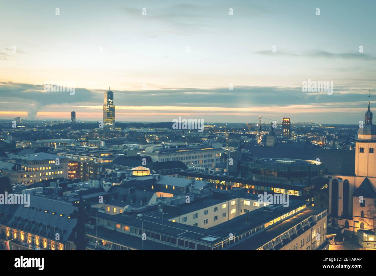 Ausblick über Köln bei Sonnenuntergang. Stock Photo