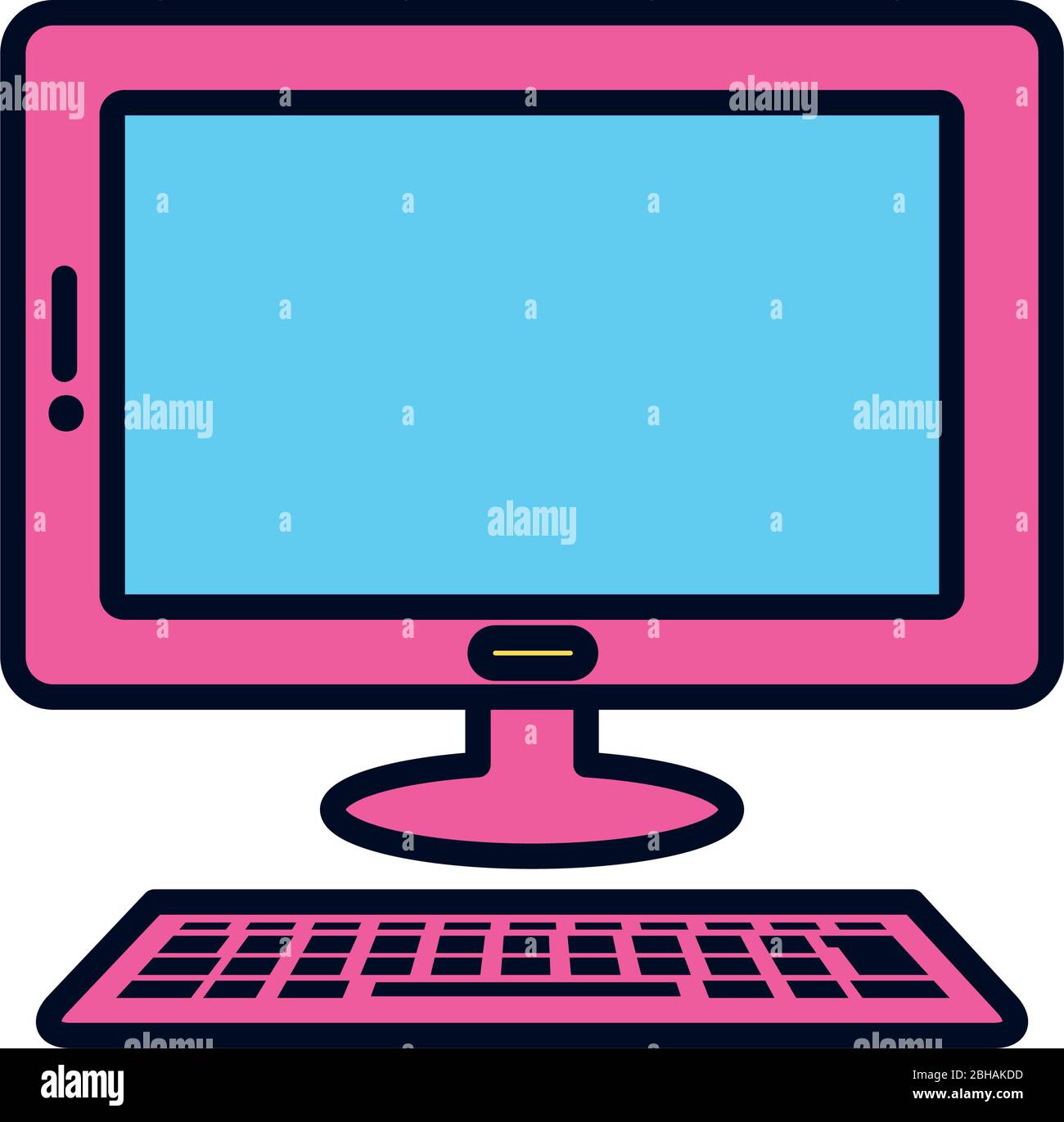 computer and keyboard icon over white background, color line style ...