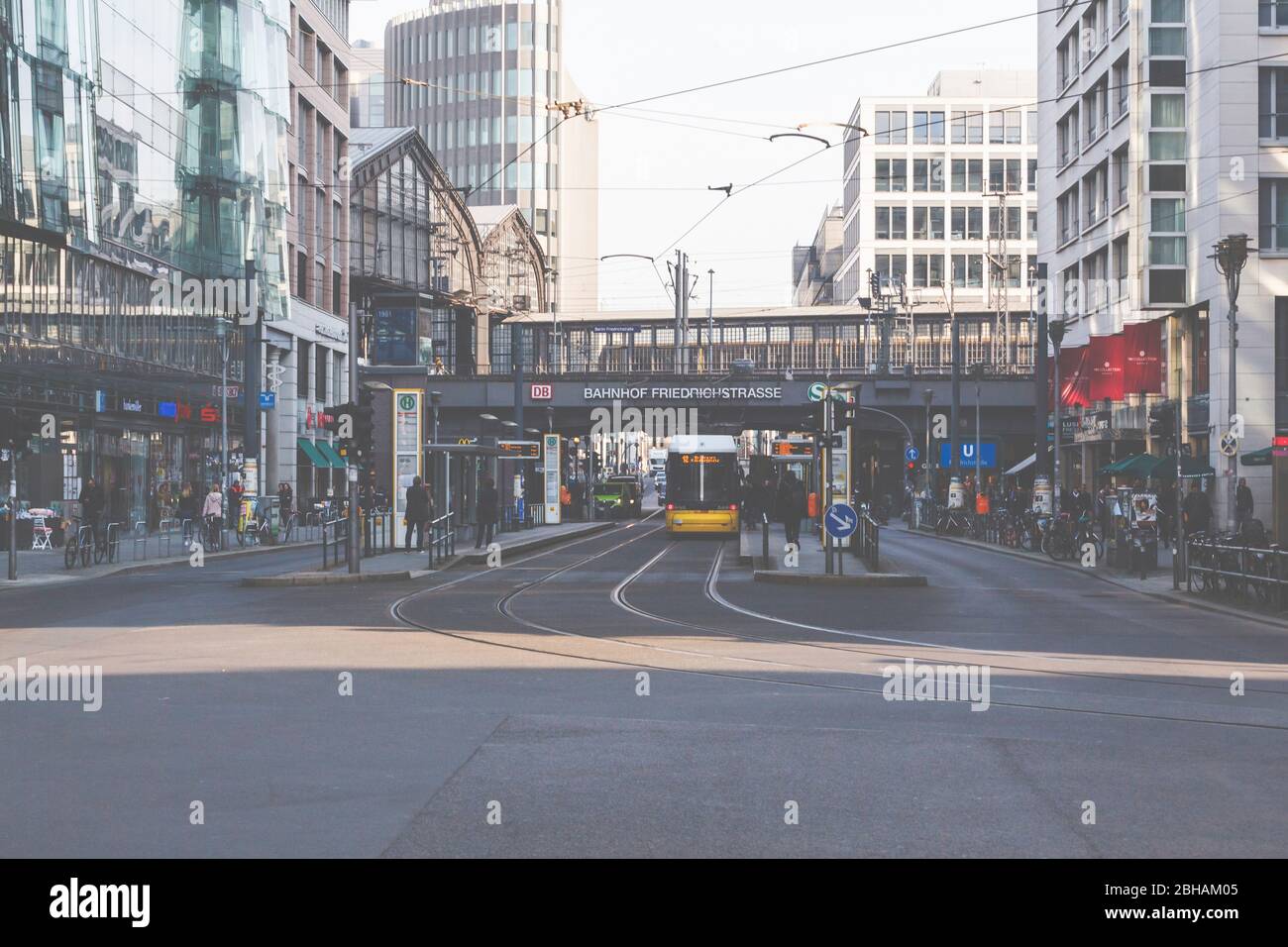 Berlin Friedrichstrasse - train station and urban street scene - editorial use only. Stock Photo
