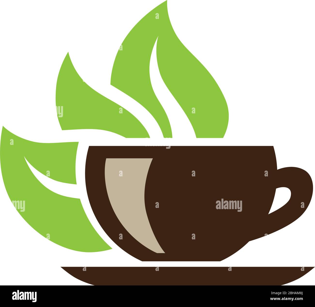 cup with green leafs Stock Vector