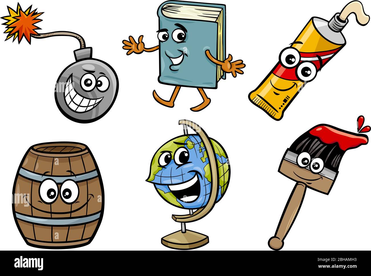 Cartoon Illustration of Funny Objects Characters Clip Art Set Stock Vector