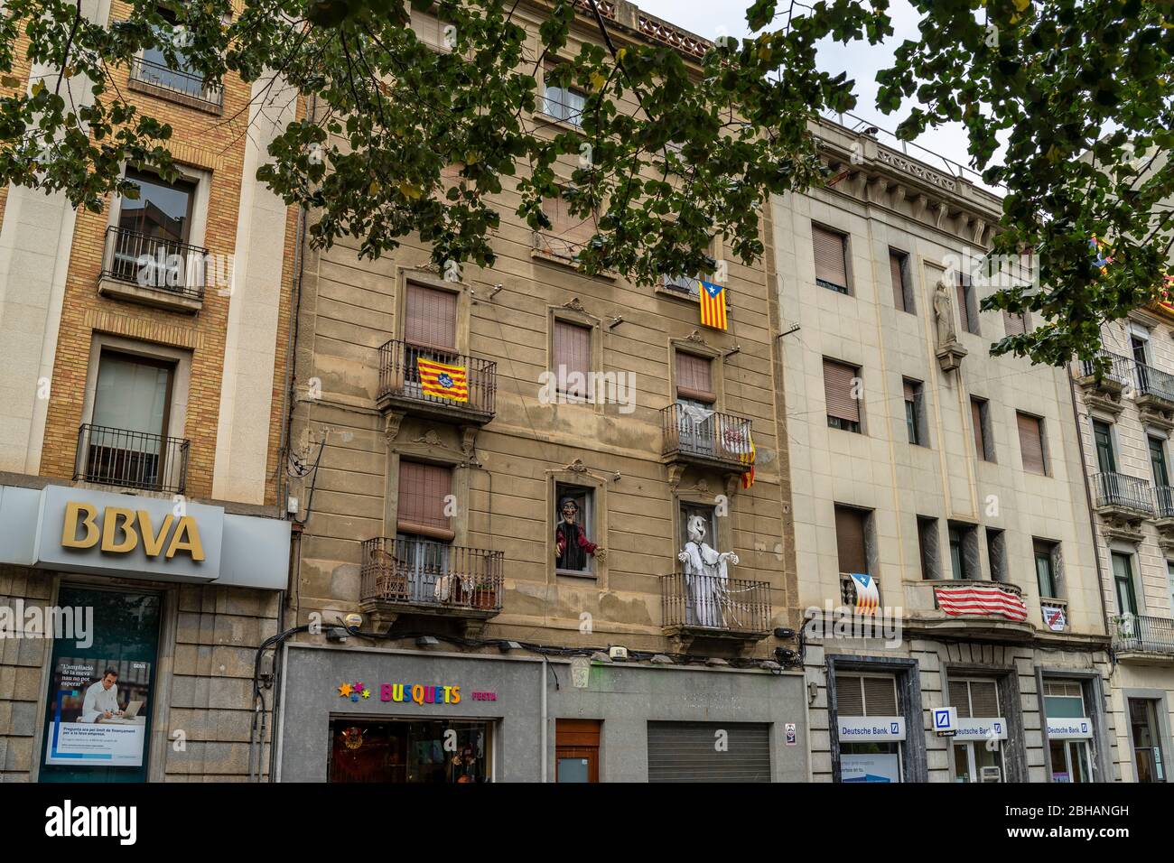 Europe, Spain, Catalonia, Girona, sign of the Catalan independence movement in Girona Stock Photo