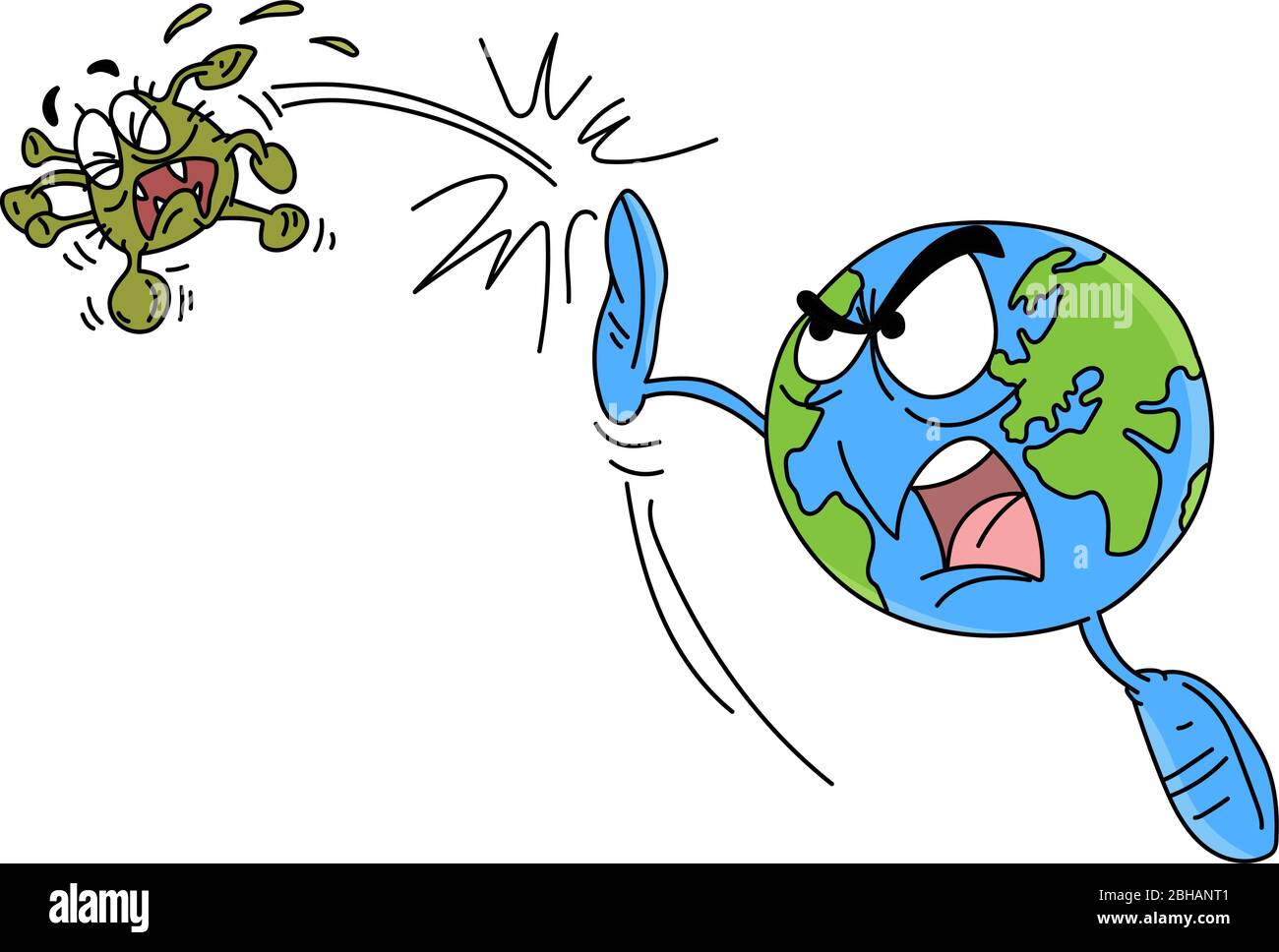 Dangerous and infectious corona virus cartoon vector illustration Stock Vector