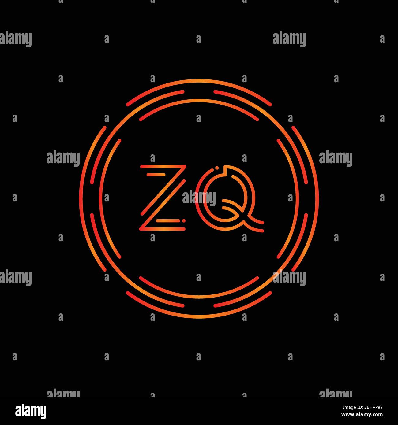 Initial Zq Logo Design Vector Template Digital Circle Letter Zq