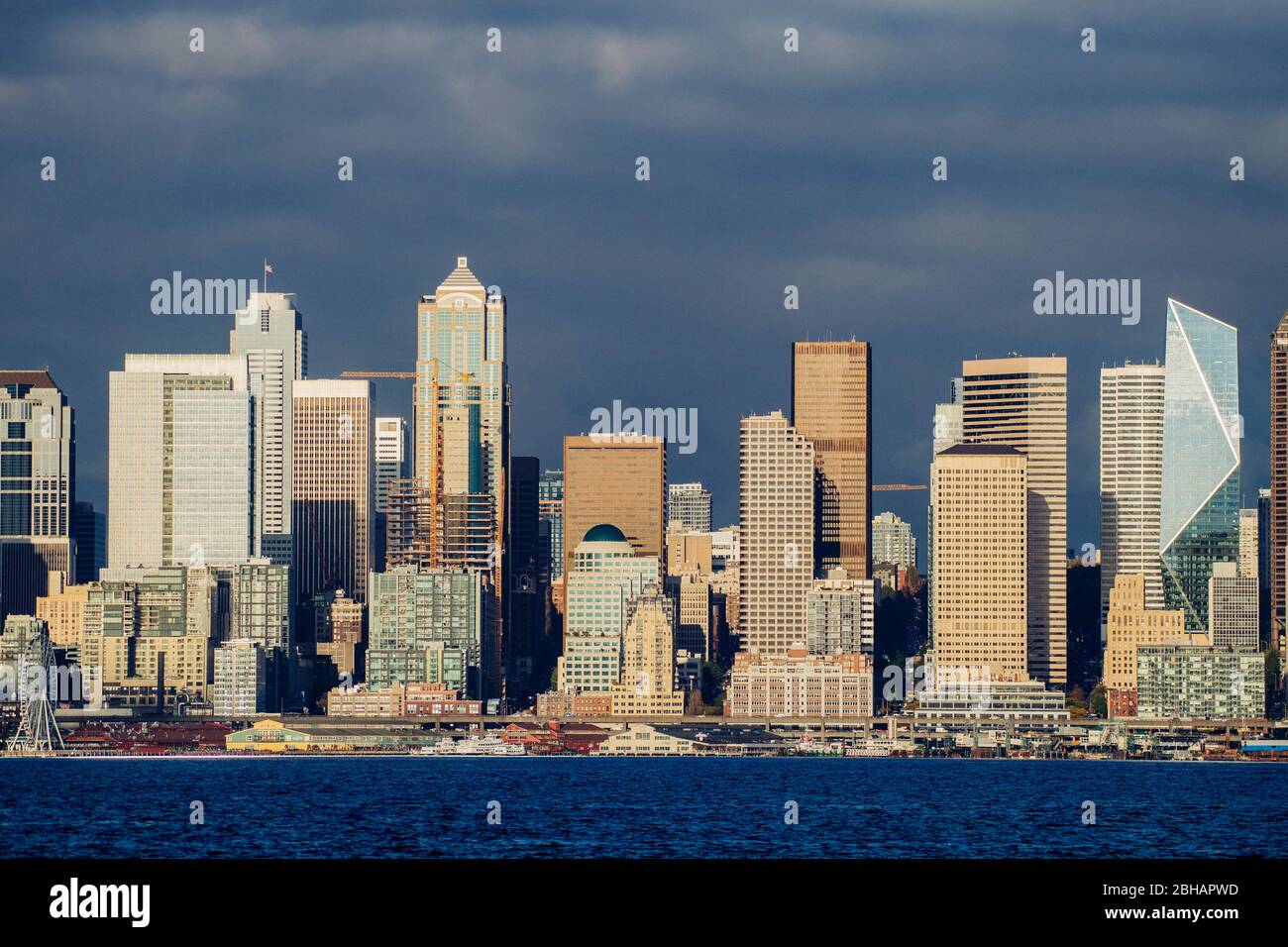 City skyline with skyscrapers, Seattle, Washington, USA Stock Photo