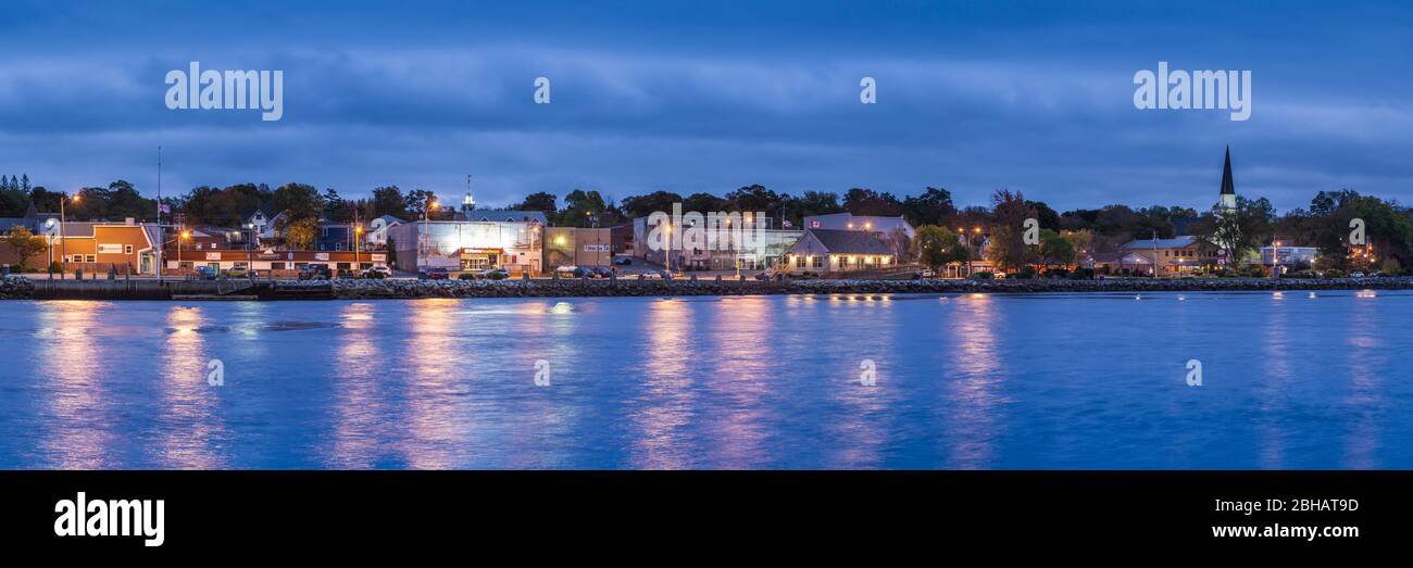 Canada, Nova Scotia, Liverpool, town skyline, dusk Stock Photo Alamy