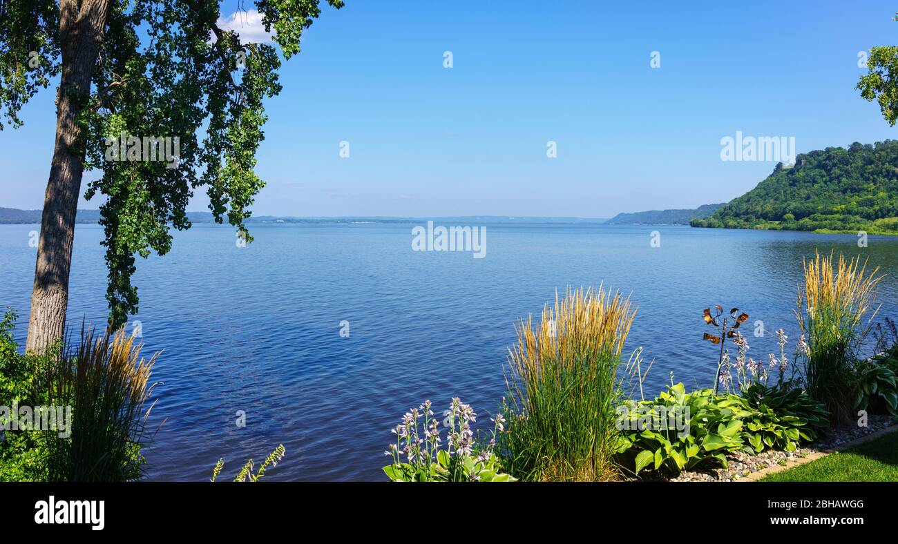 Panoramic view of Lake Pepin on Mississippi River near Red Wing