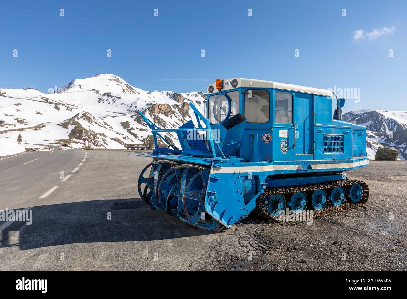 Snow removal equipment, icebreaker, on the Grossglockner High Alpine Road, Hohe Tauern National Park, Austria, Europe Stock Photo