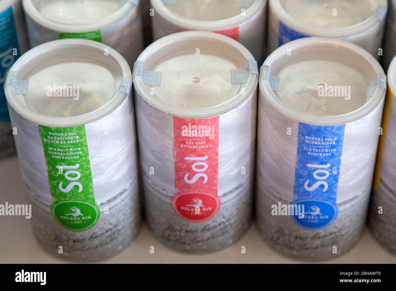 Salt Museum, retail sale of salt in the museum shop, Nin, Dalmatia, Zadar country, Croatia Stock Photo