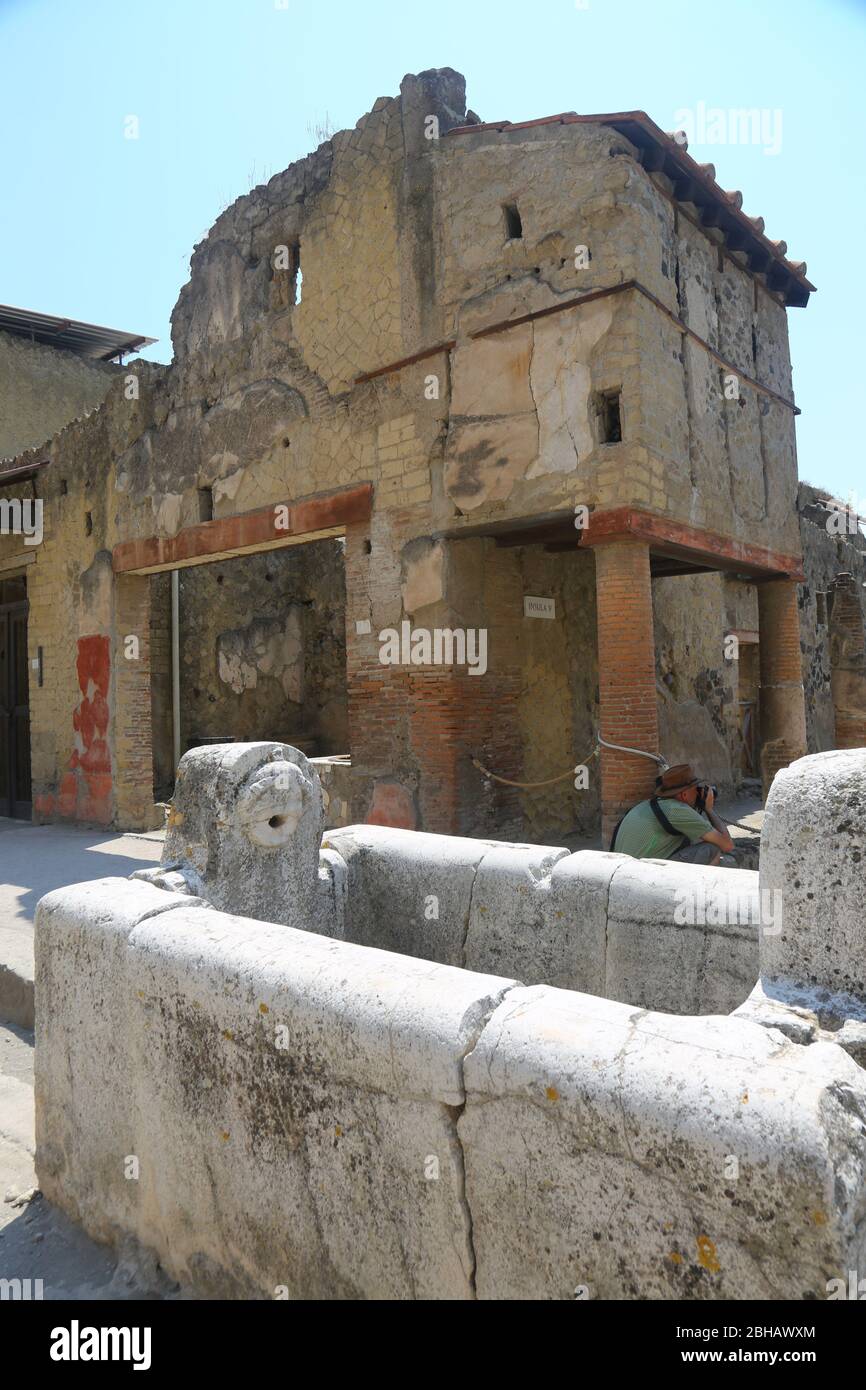 Street water trough Herculaneum Stock Photo