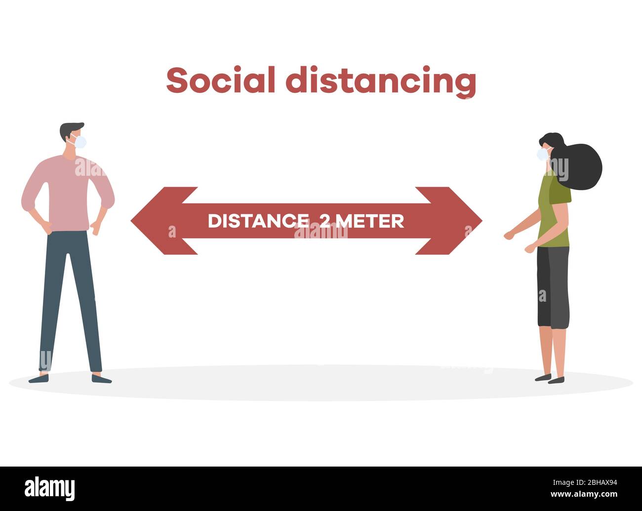 Vector illustration Keep distance. Social distancing. Chinese ...