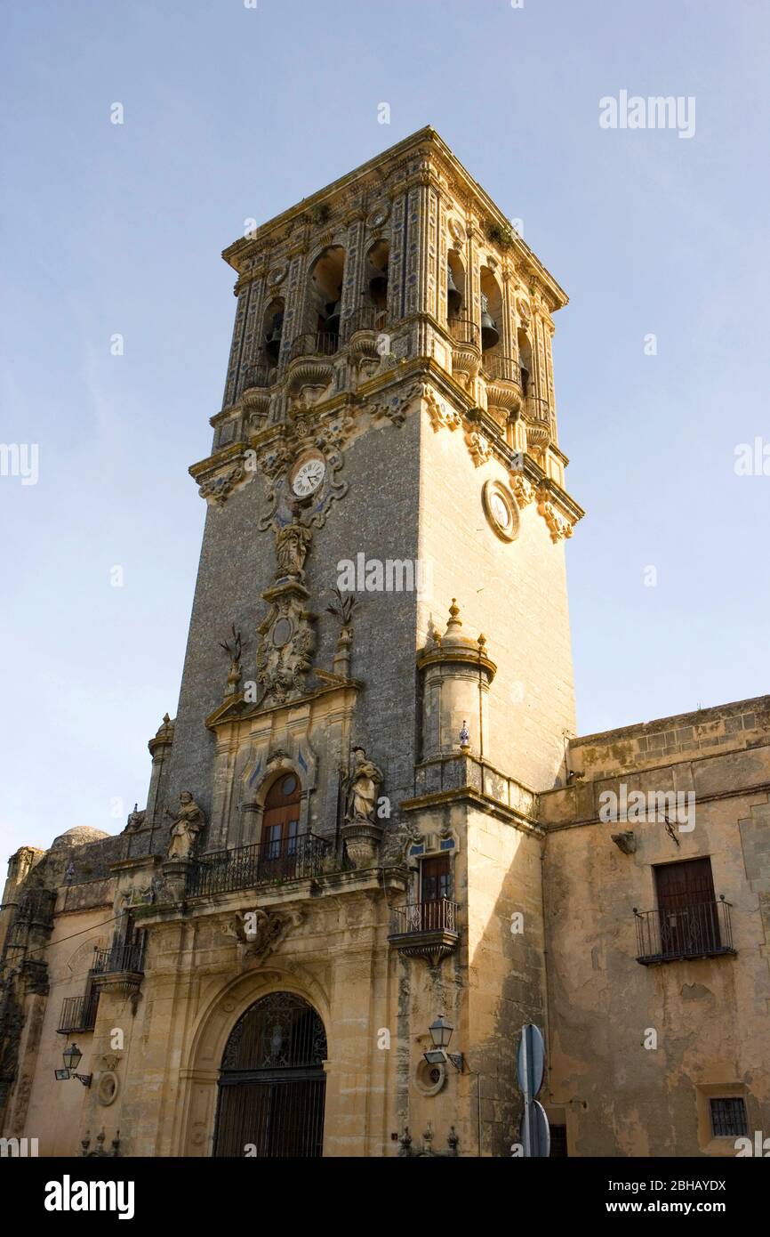 Spain, Andalusia, Arcos de la Frontera, parish church of Santa Maria de la Asuncion Stock Photo